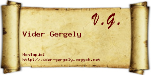 Vider Gergely névjegykártya